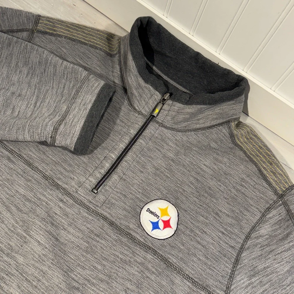Tommy Bahama Half Zip Sweatshirt NFL Pittsburgh‎ Steelers Reversible Size XL